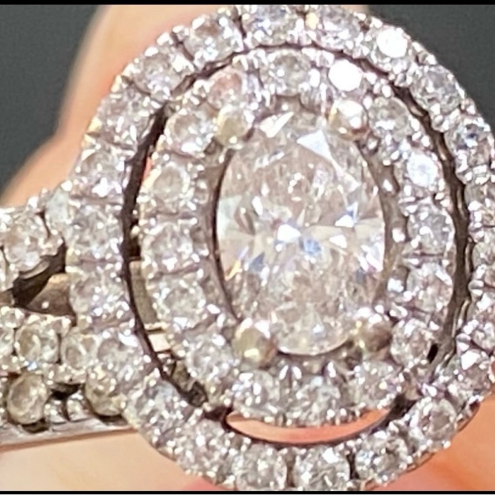 House of Baguettes 14k White Gold Oval Diamond Engagement Anniversary Ring